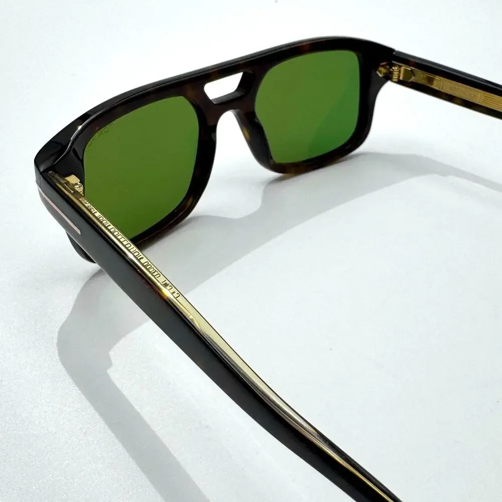 Tom Ford Sunglasses Icon TF0022 52N Havana Navigator Frame Green Lens 53-20-145